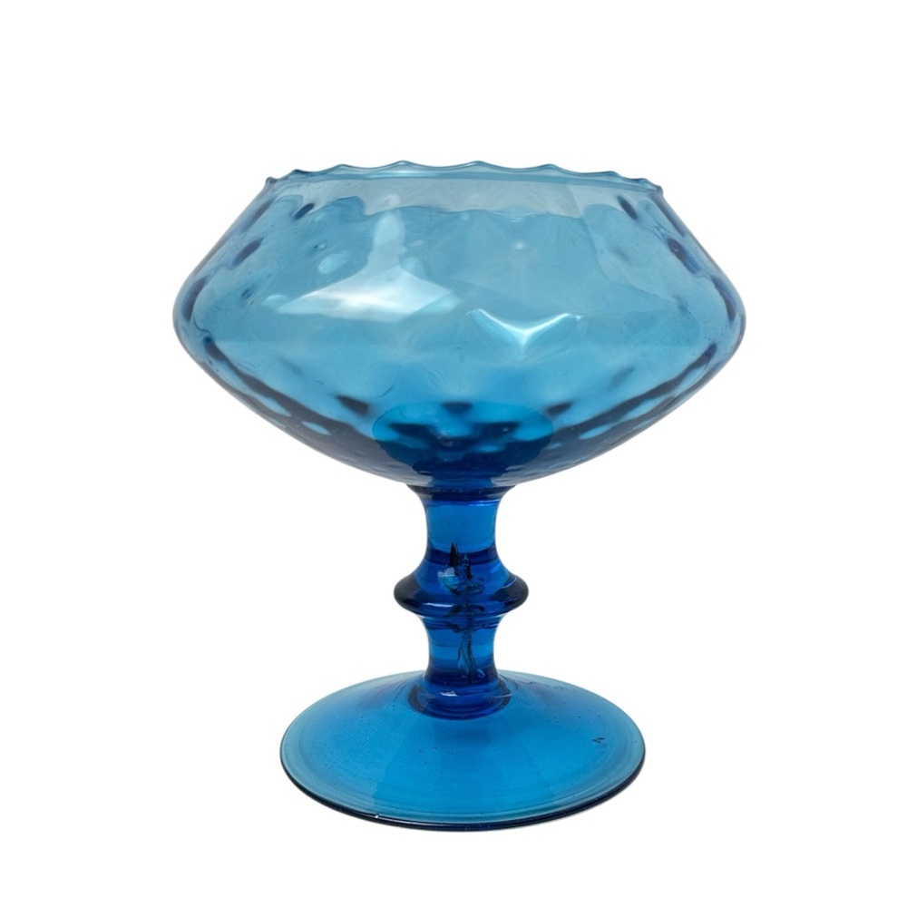 Vintage Mid-Century Modern Empoli Glass Compote Candy Dish